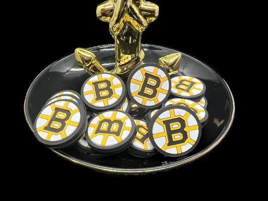 SPORT Silicone Focal, Atlantic Hockey Team Focal Bead, Beaded Pens, B. Bruins Hockey Focal Bead