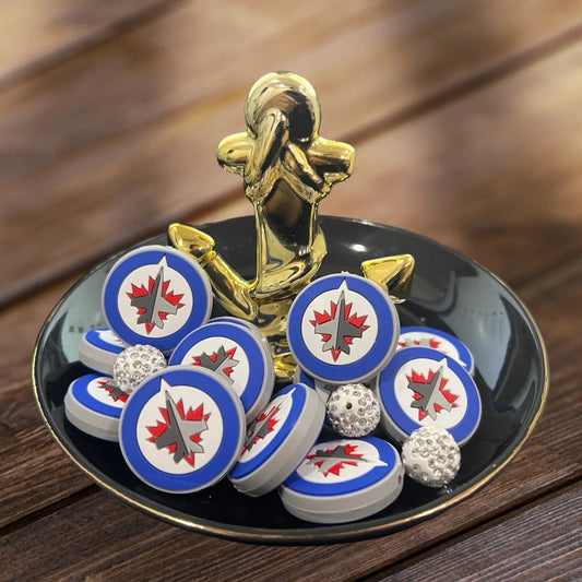 SPORT Silicone Focal, Central Hockey Team Focal Bead, Eastern Conference, Beaded Pens, Winnipeg Jets Hockey Focal Bead,