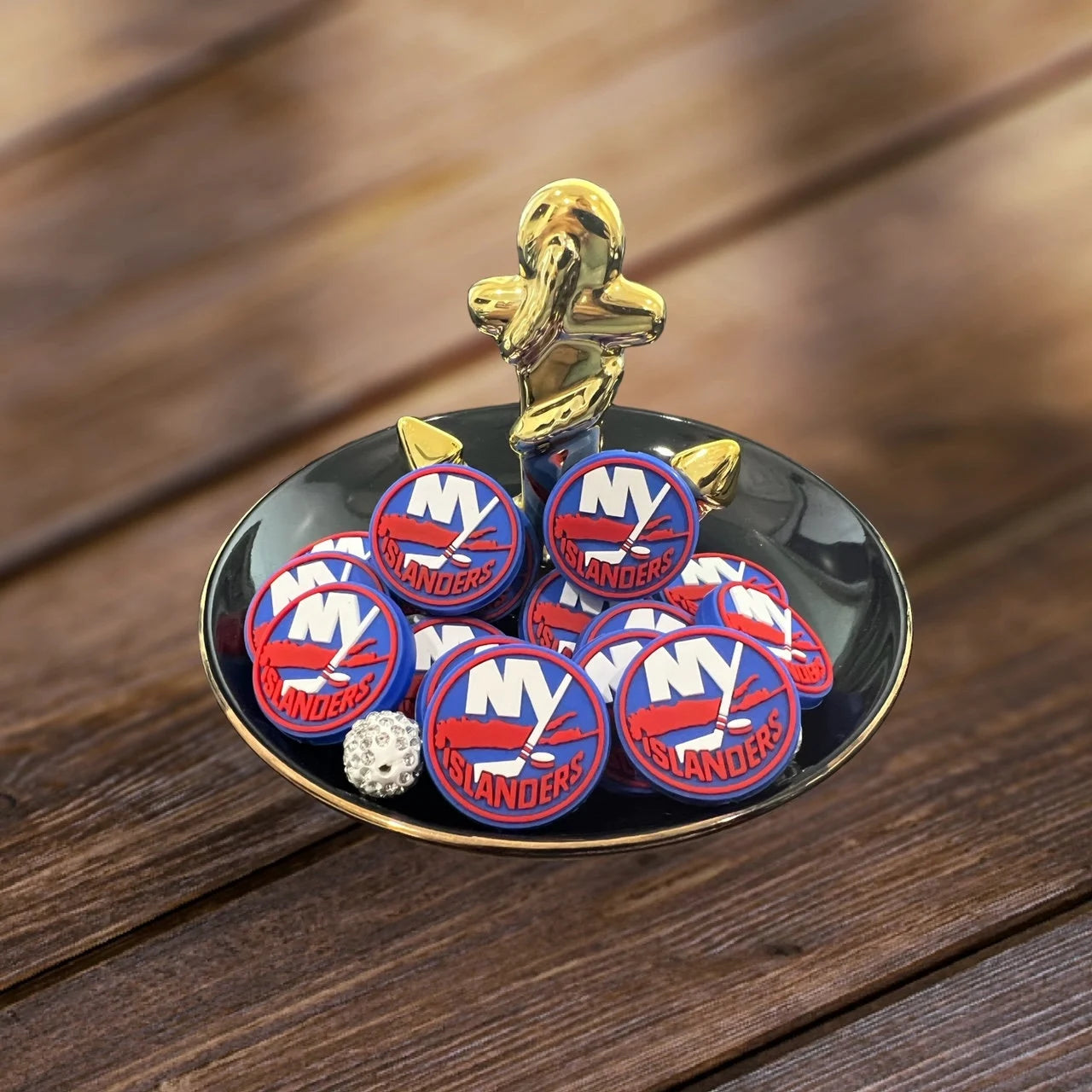 SPORT Silicone Focal, Metropolitan Hockey Team Focal Bead, NY Islanders Hockey Focal Bead