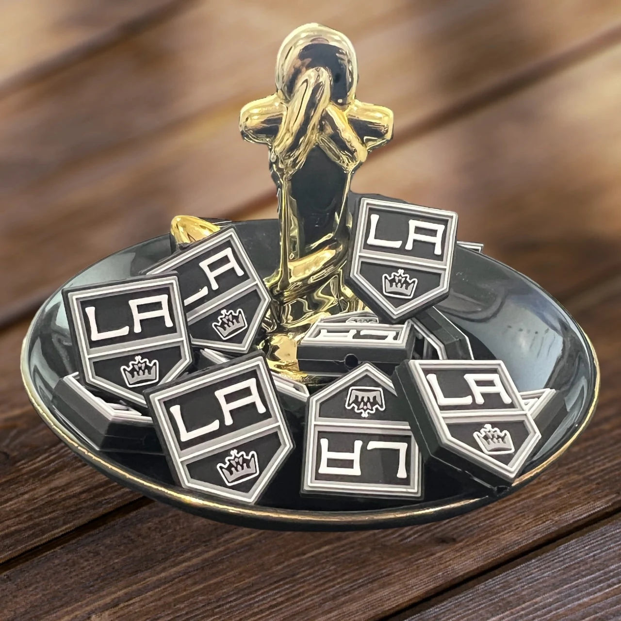 SPORT Silicone Focal, Pacific Hockey Team Focal Bead, Beaded Pens , L.A Kings Hockey Focal Bead